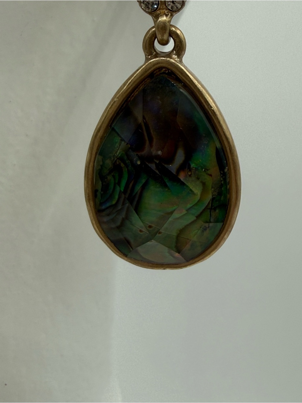 Lonna & Lilly Blue Abalone Shell Teardrop Dangle Earrings Gold Tone Crystal - Picture 10 of 11
